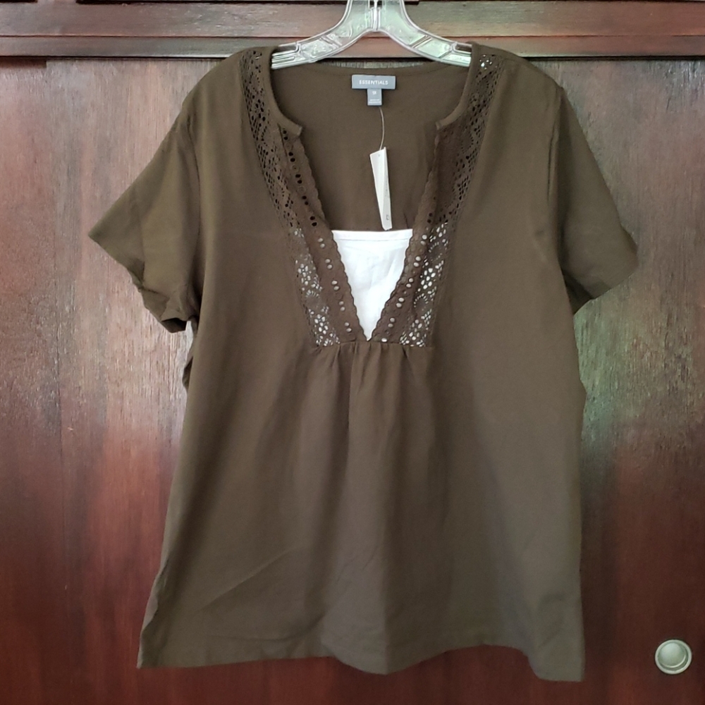 Olive and white shirt size 1x
